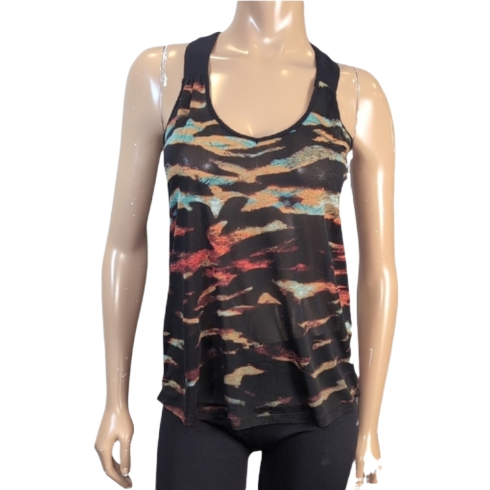 Vintage Y2K Dynamite Sheer Tank Top Camo Sleeveless Racerback Womens Small